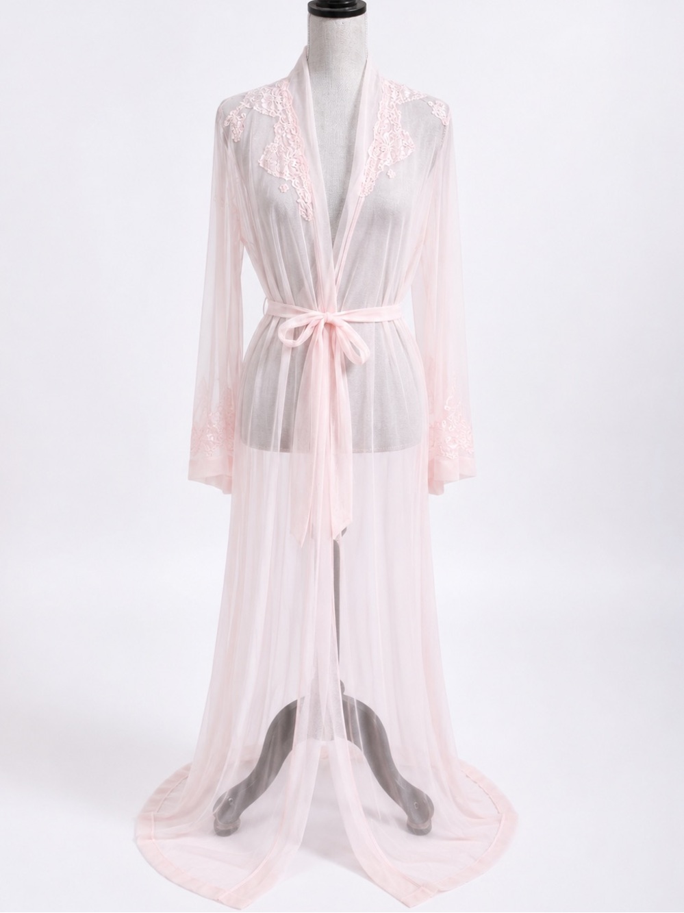 VICTORIAS SECRET vintage rare pink mesh lace sequin long length robe size M/L